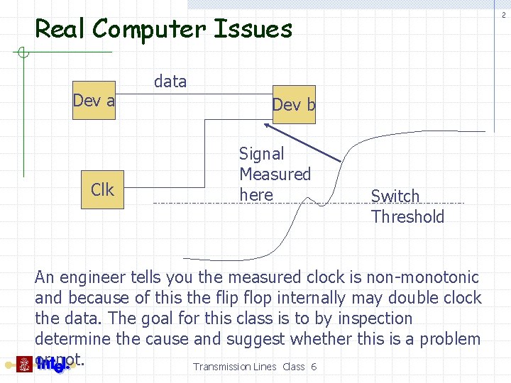 Real Computer Issues Dev a Clk 2 data Dev b Signal Measured here Switch
