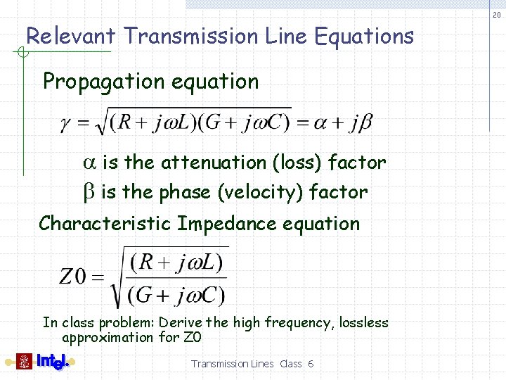 Transmission Line Basics II Class 6 Prerequisite Reading