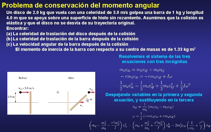 Problema de conservación del momento angular Un disco de 2. 0 kg que vuela