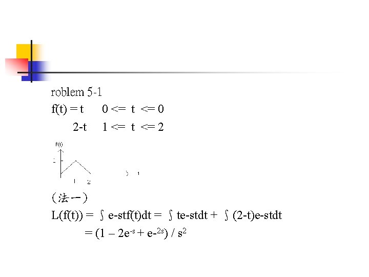 roblem 5 -1 f(t) = t 0 <= t <= 0 2 -t 1