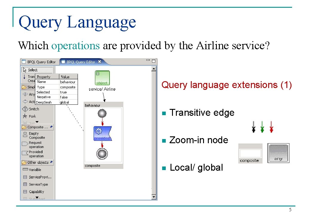 Query Language Which operations are provided by the Airline service? Query language extensions (1)