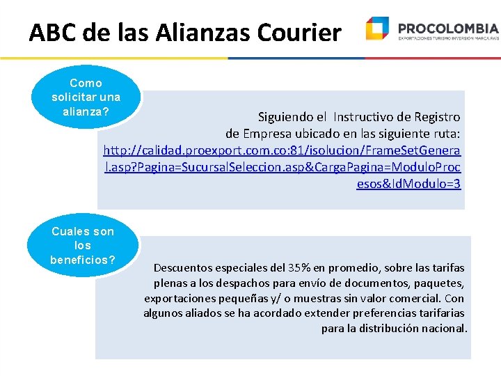 ABC de las Alianzas Courier Como solicitar una alianza? Siguiendo el Instructivo de Registro