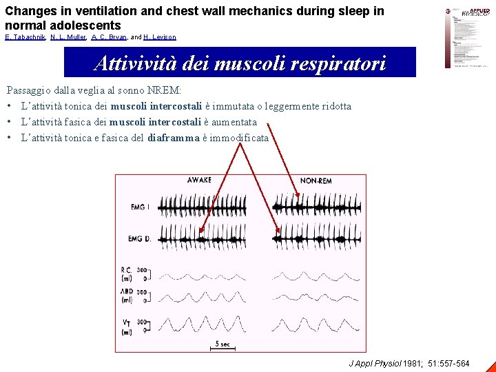 Changes in ventilation and chest wall mechanics during sleep in normal adolescents E. Tabachnik,