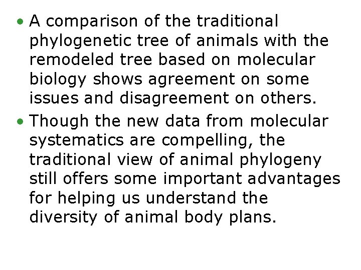  • A comparison of the traditional phylogenetic tree of animals with the remodeled