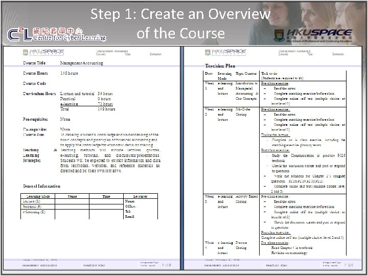 Step 1: Create an Overview of the Course 