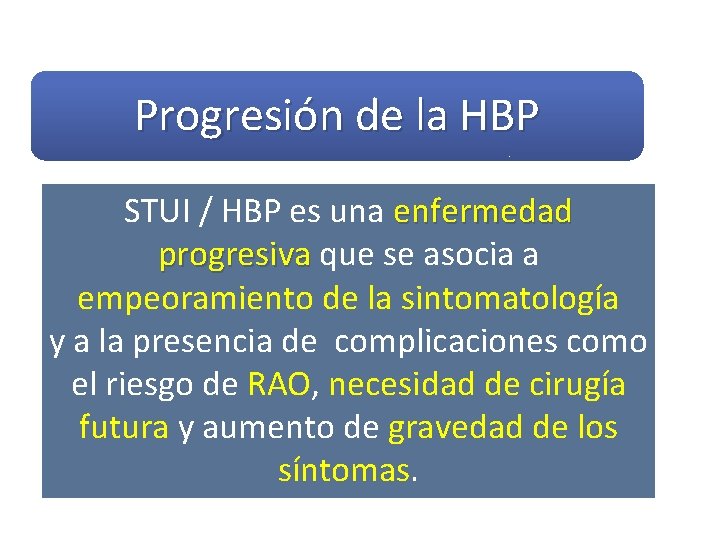Progresión de la HBP STUI / HBP es una enfermedad progresiva que se asocia