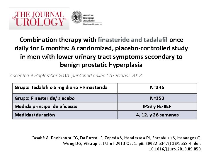 Combination therapy with finasteride and tadalafil once finasteride and tadalafil daily for 6 months: