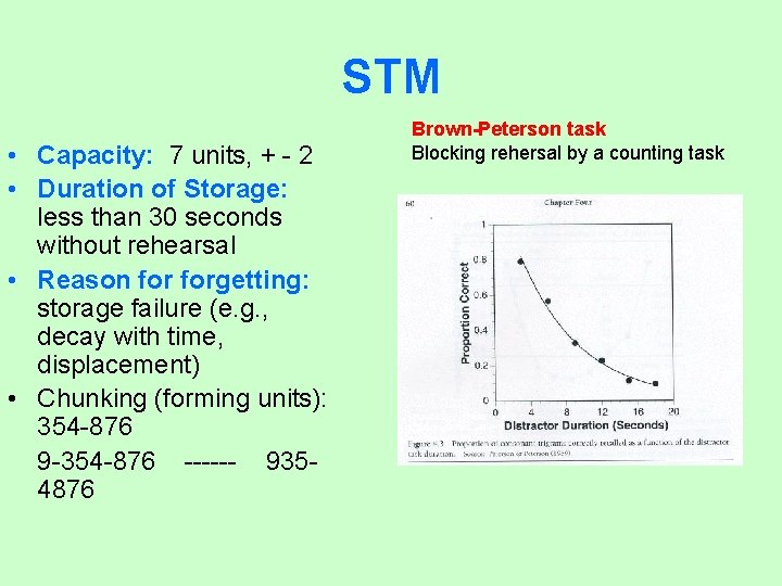 STM • Capacity: 7 units, + - 2 • Duration of Storage: less than