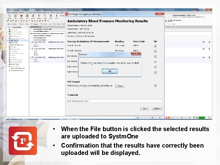  • When the File button is clicked the selected results are uploaded to