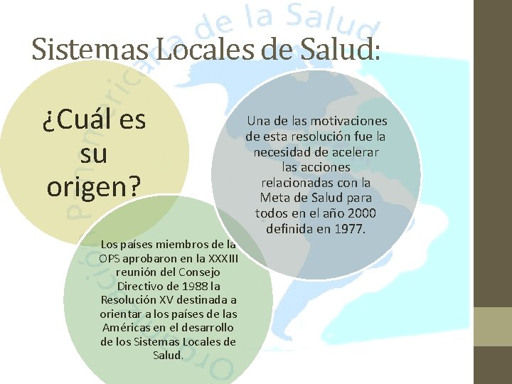 Sistemas Locales de Salud: ¿Cuál es su origen? Los países miembros de la OPS