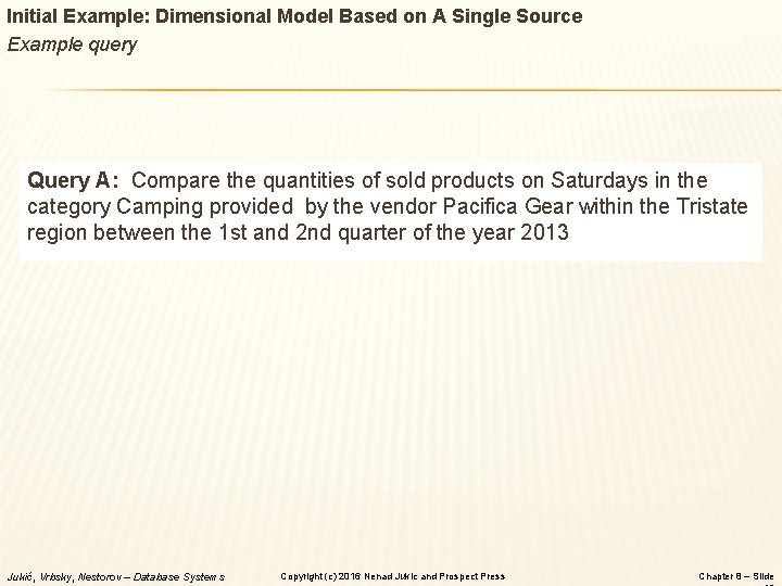 Initial Example: Dimensional Model Based on A Single Source Example query Query A: Compare