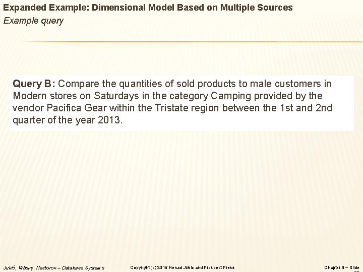 Expanded Example: Dimensional Model Based on Multiple Sources Example query Query B: Compare the