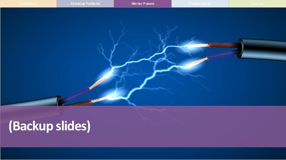 Introduction Balancing Platforms (Backup slides) Market Process Product Design Back-up 