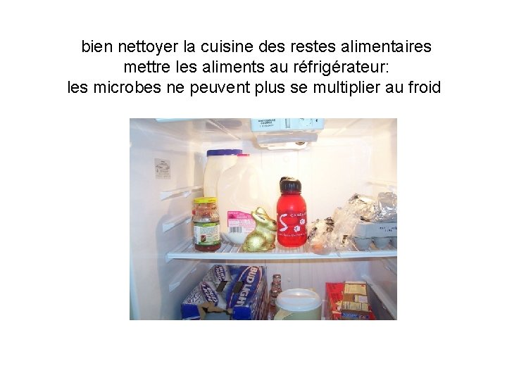  bien nettoyer la cuisine des restes alimentaires mettre les aliments au réfrigérateur: les