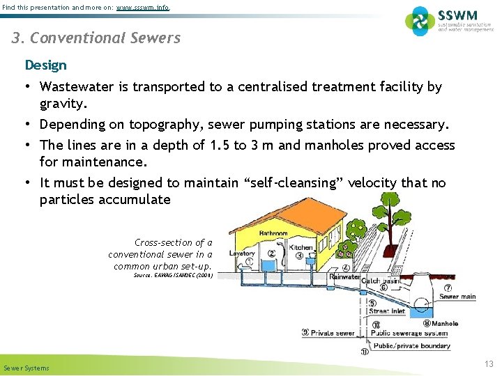 Find this presentation and more on: www. ssswm. info. 3. Conventional Sewers Design •