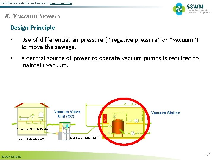 Find this presentation and more on: www. ssswm. info. 8. Vacuum Sewers Design Principle
