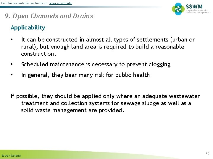 Find this presentation and more on: www. ssswm. info. 9. Open Channels and Drains