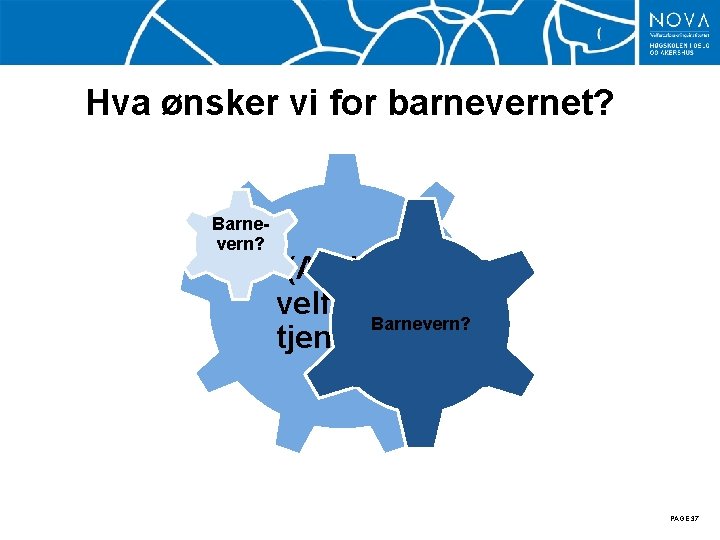 Hva ønsker vi for barnevernet? Barnevern? (Andre) velferds. Barnevern? tjenester PAGE 37 