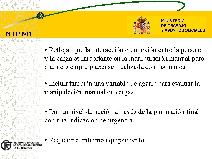 NTP 601 • Reflejar que la interacción o conexión entre la persona y la