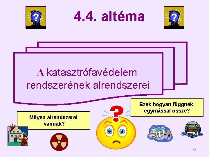 4. 4. altéma A katasztrófavédelem rendszerének alrendszerei Ezek hogyan függnek egymással össze? Milyen alrendszerei