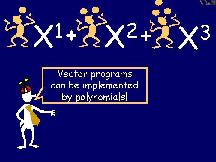 1 X+ 2 X + Vector programs can be implemented by polynomials! 3 X