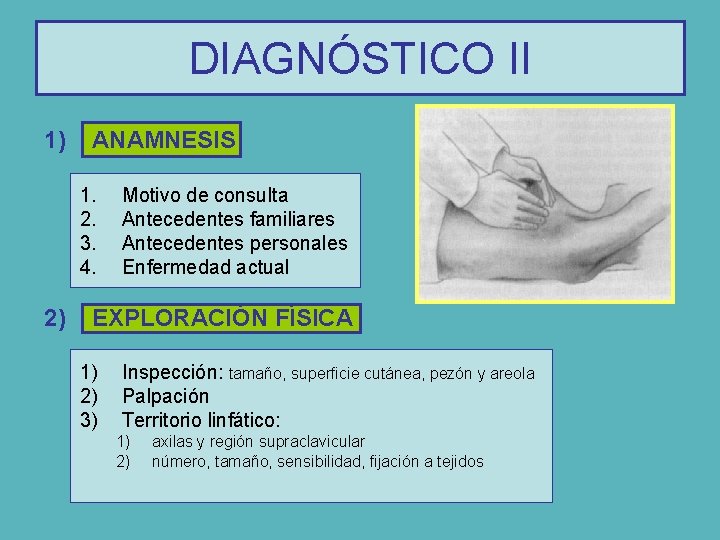 DIAGNÓSTICO II 1) ANAMNESIS 1. 2. 3. 4. 2) Motivo de consulta Antecedentes familiares
