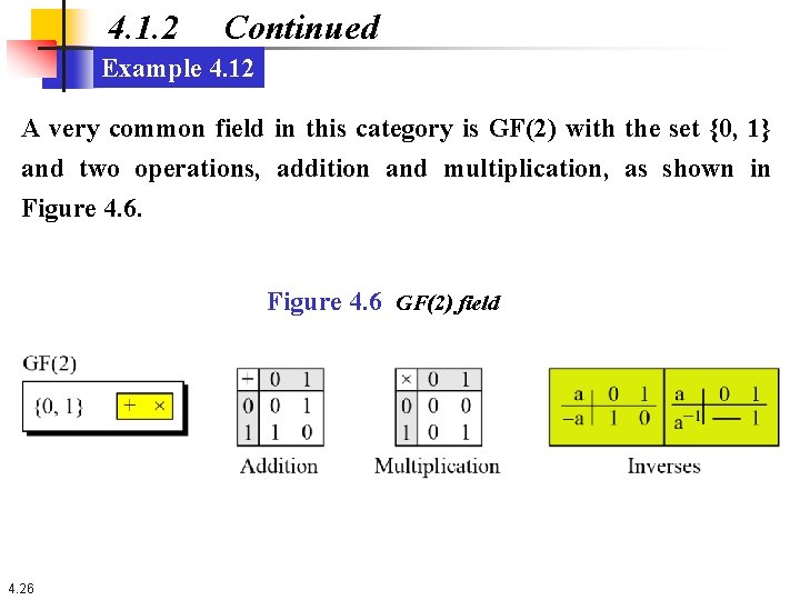 4. 1. 2 Continued Example 4. 12 A very common field in this category