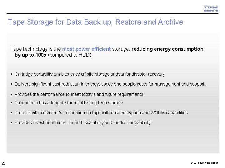 Tape Storage for Data Back up, Restore and Archive Tape technology is the most