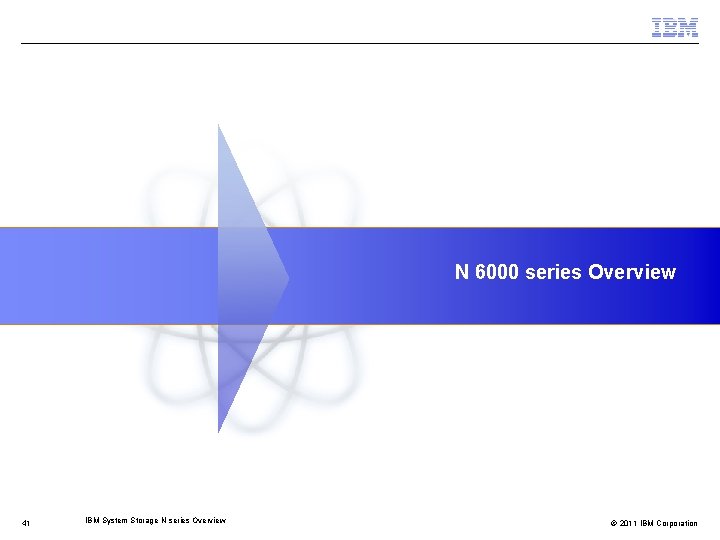 N 6000 series Overview 41 IBM System Storage N series Overview © 2011 IBM