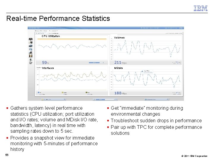 Real-time Performance Statistics CPU Utilization Interfaces Gathers system level performance statistics (CPU utilization; port