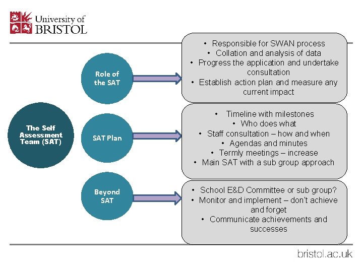 Role of the SAT • Responsible for SWAN process • Collation and analysis of
