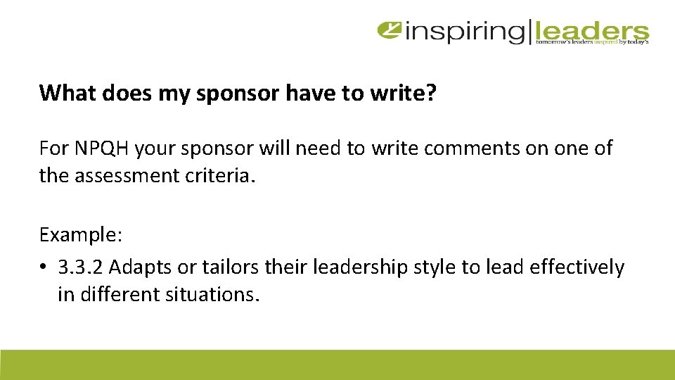 What does my sponsor have to write? For NPQH your sponsor will need to