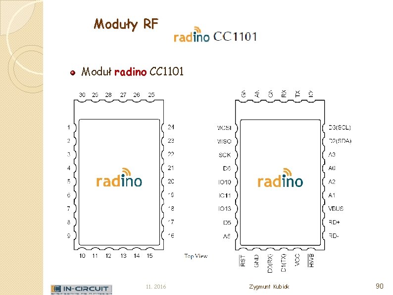 Moduły RF Moduł radino CC 1101 Moduł 11. 2016 Zygmunt Kubiak 90 