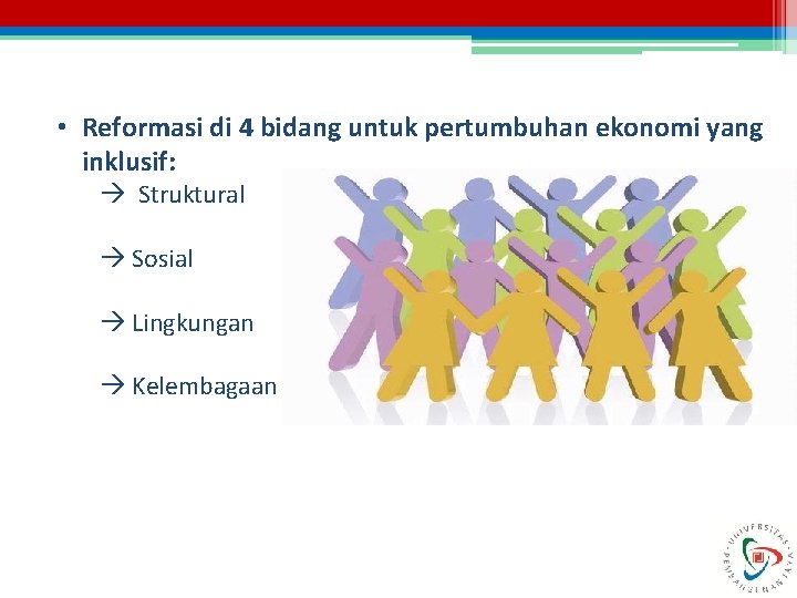  • Reformasi di 4 bidang untuk pertumbuhan ekonomi yang inklusif: Struktural Sosial Lingkungan