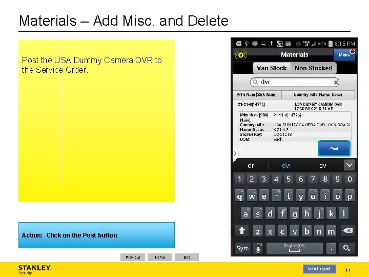 Materials – Add Misc. and Delete Post the USA Dummy Camera DVR to the