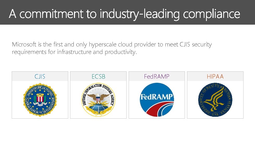 Microsoft is the first and only hyperscale cloud provider to meet CJIS security requirements