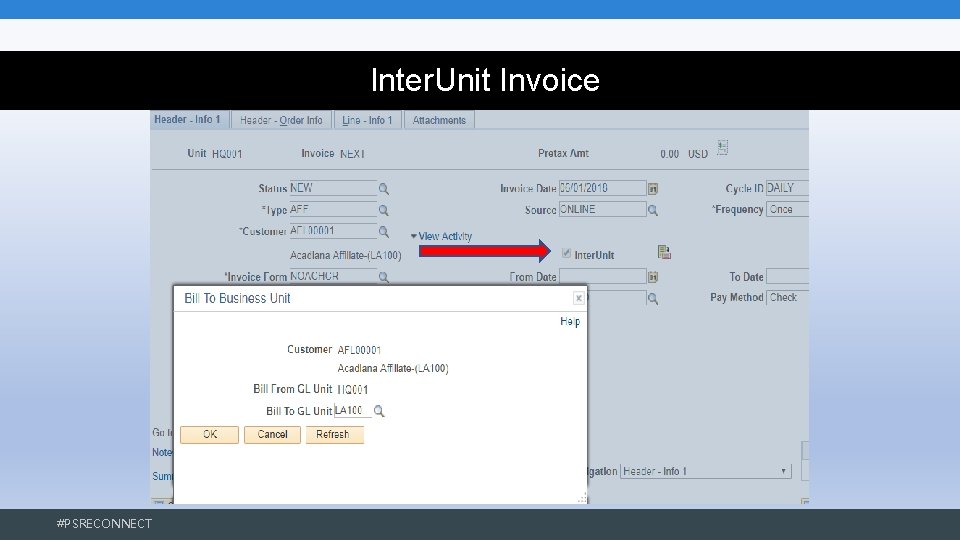 Inter. Unit Invoice #PSRECONNECT Inter. Unit Invoice #PSRECONNECT