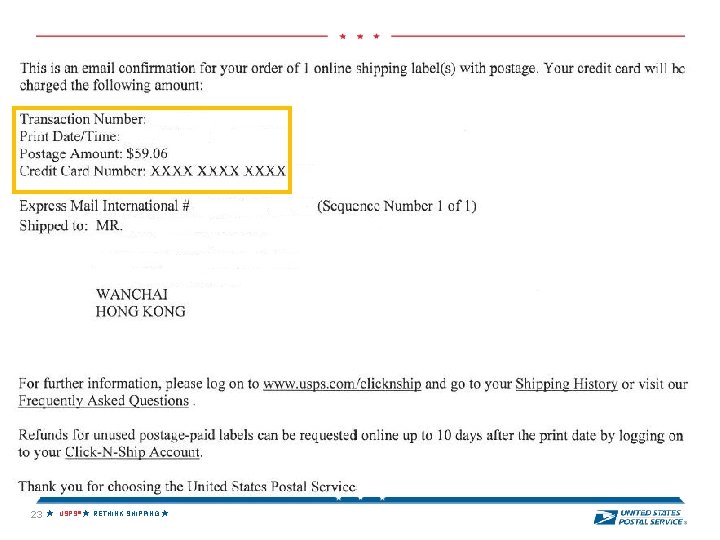 Example Of USPS Invoice 23 USPS® RETHINK SHIPPING 