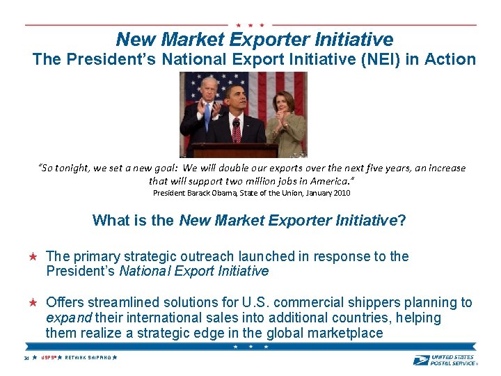 New Market Exporter Initiative The President’s National Export Initiative (NEI) in Action “So tonight,