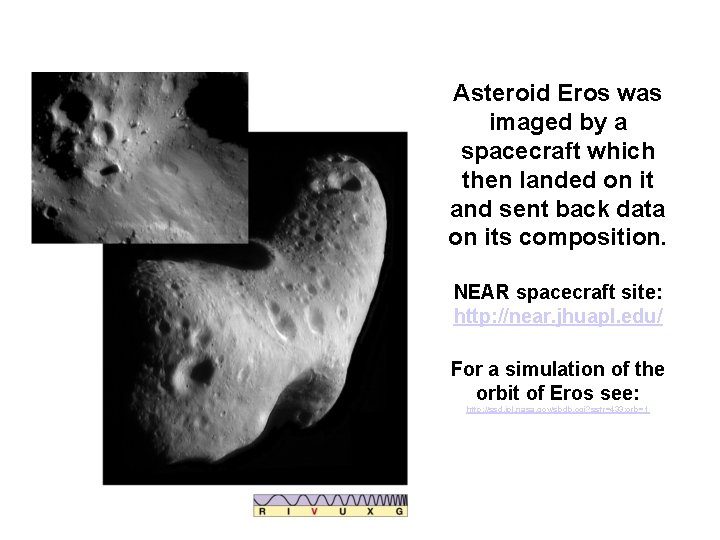 Asteroid Eros was imaged by a spacecraft which then landed on it and sent