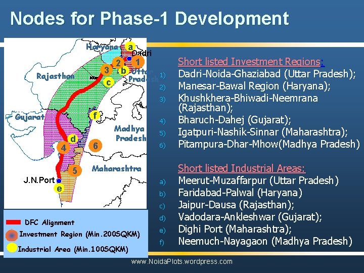 Nodes for Phase-1 Development Haryana 3 c Rajasthan 2 a Dadri 1 b Uttar