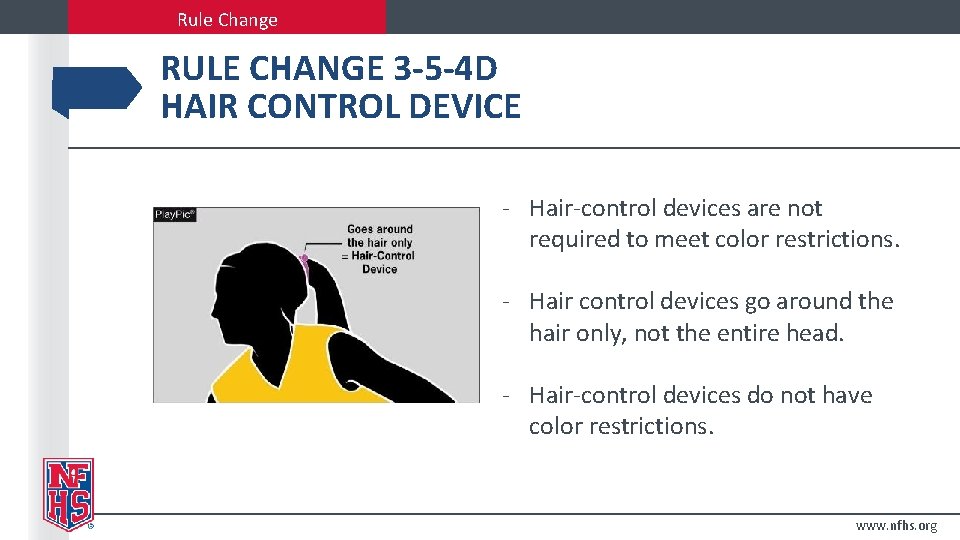 Rule Change RULE CHANGE 3 -5 -4 D HAIR CONTROL DEVICE - Hair-control devices