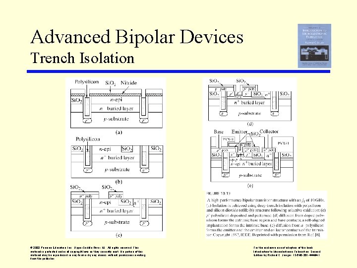 Advanced Bipolar Devices Trench Isolation © 2002 Pearson Education, Inc. , Upper Saddle River,