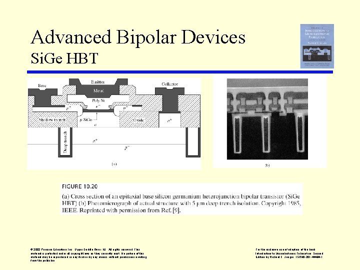 Advanced Bipolar Devices Si. Ge HBT © 2002 Pearson Education, Inc. , Upper Saddle