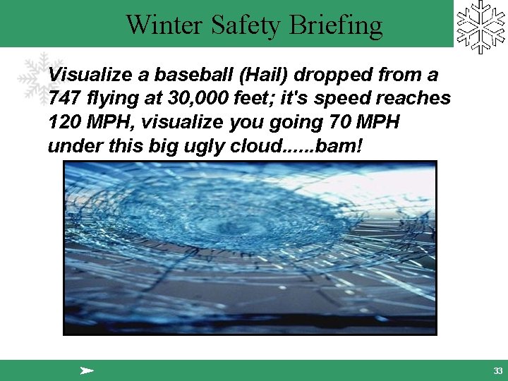 Winter Safety Briefing Visualize a baseball (Hail) dropped from a 747 flying at 30,