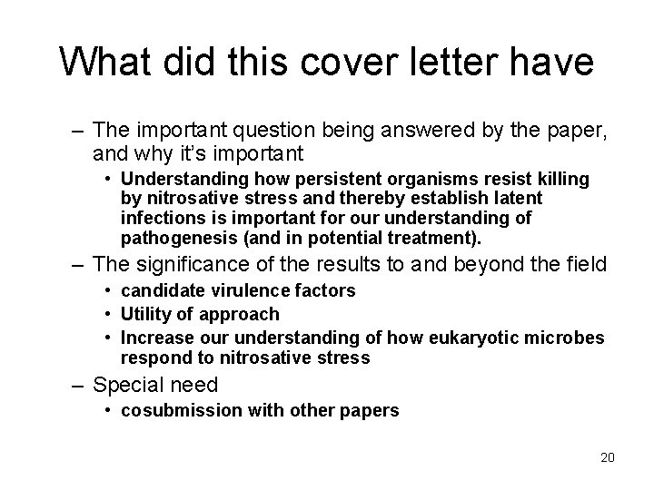 What did this cover letter have – The important question being answered by the What did this cover letter have – The important question being answered by the