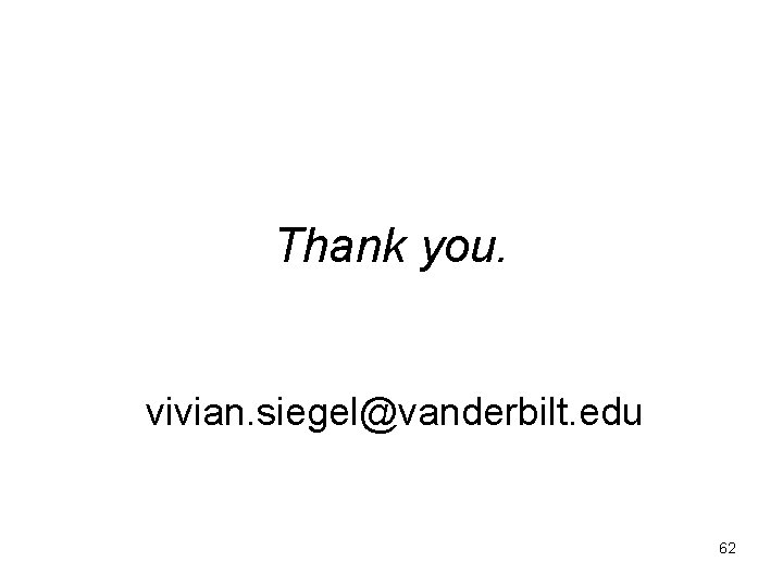 Thank you. vivian. siegel@vanderbilt. edu 62 