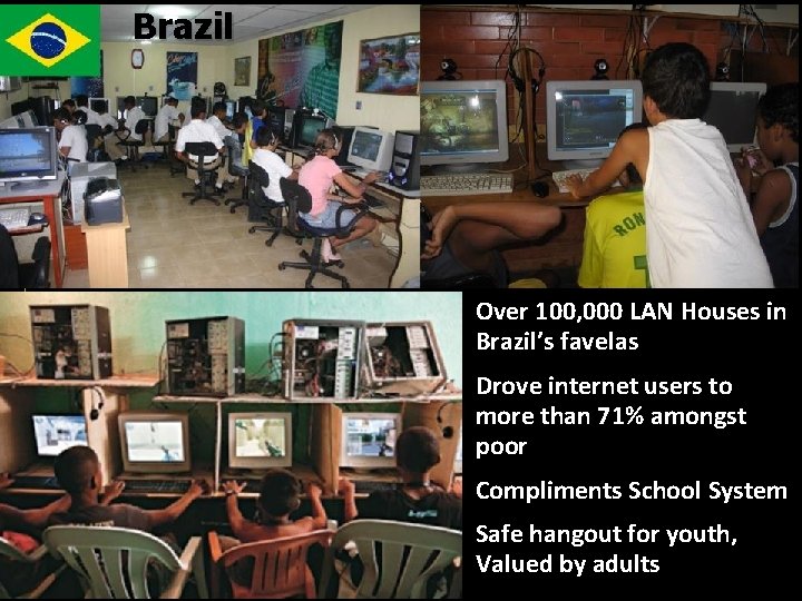 Brazil Over 100, 000 LAN Houses in Brazil’s favelas Drove internet users to more