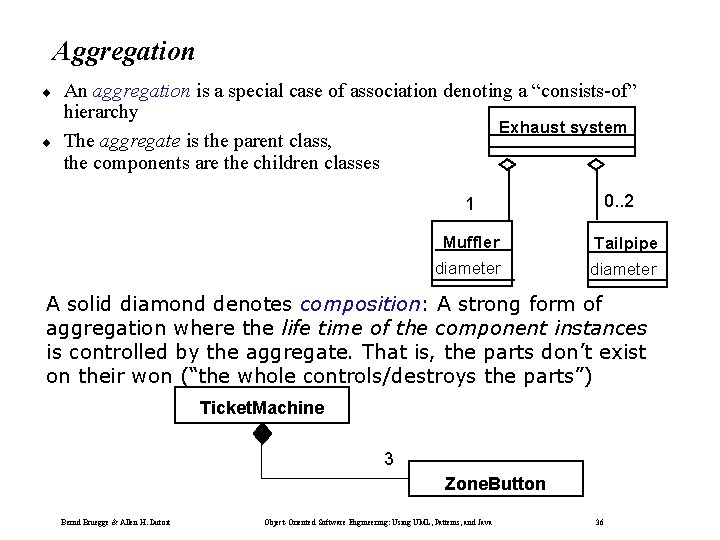 Aggregation ¨ ¨ An aggregation is a special case of association denoting a “consists-of”