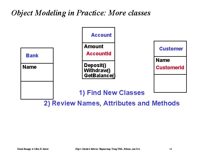 Object Modeling in Practice: More classes Account Amount Account. Id Customer. Id Bank Deposit() Object Modeling in Practice: More classes Account Amount Account. Id Customer. Id Bank Deposit()